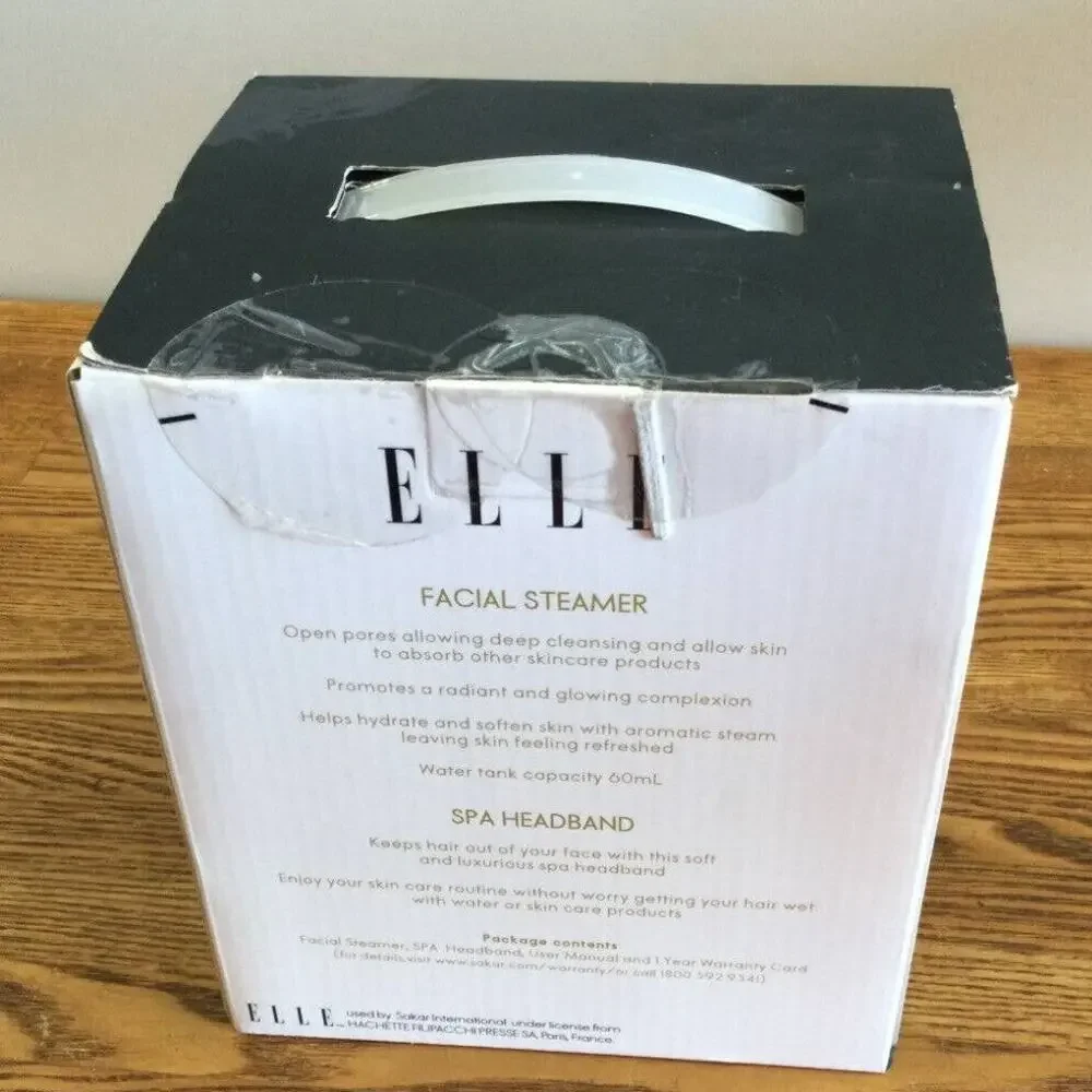 Elle Beauty Facial Spa Steamer & Headband Set Deep Cleanser Mist Steam Equipment